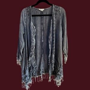Vintage Boho Chic Fringed Cardigan By Indigo Thread